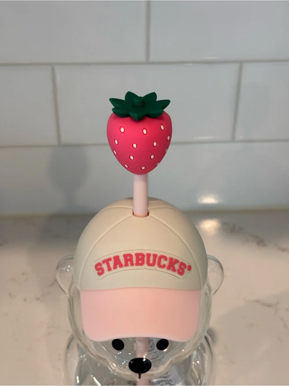 Starbucks Pink Bear Glass NWT Strawberry